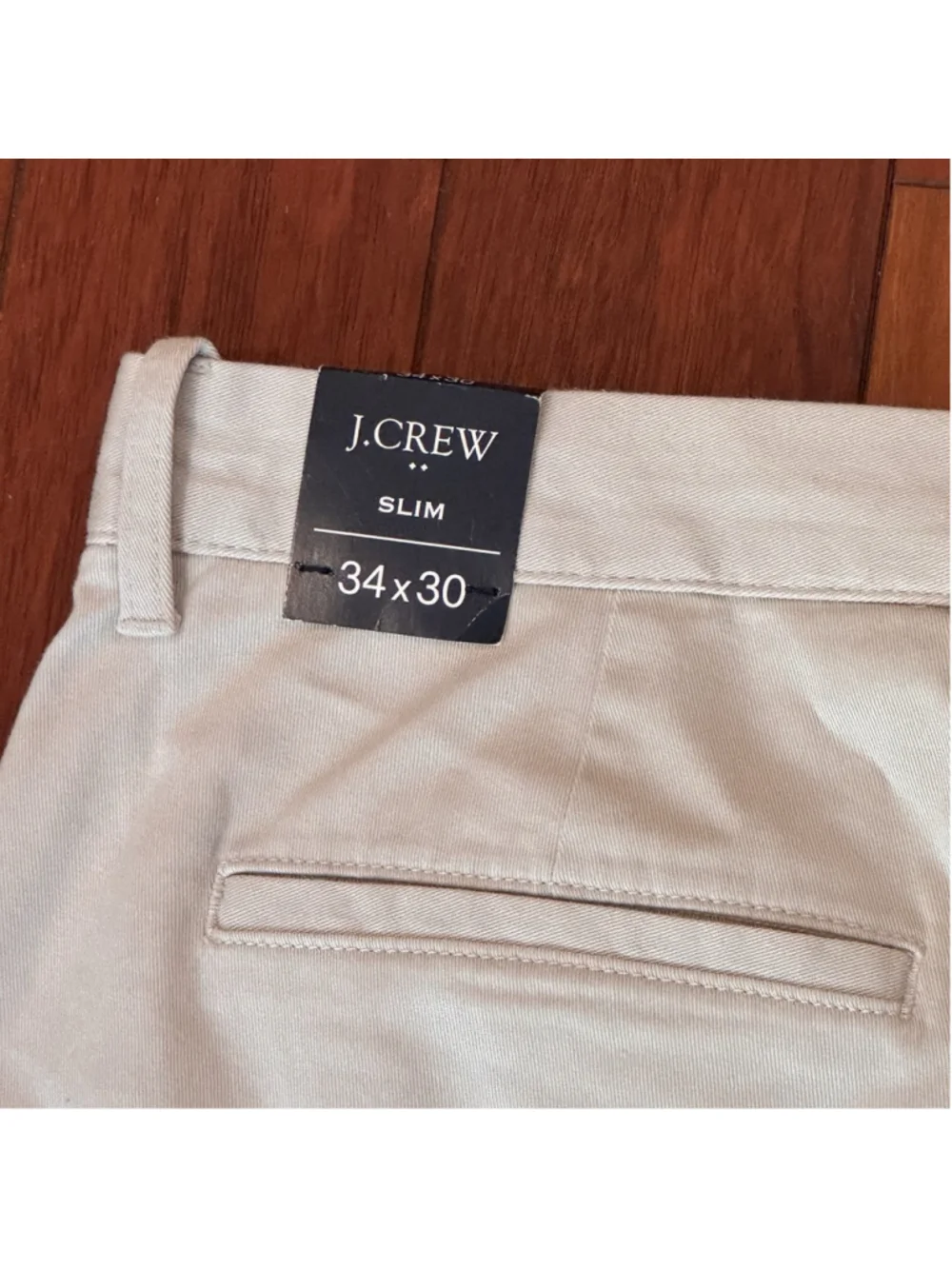 NWT J.Crew Slim Chino Pants Size:34x30 Men Flex Cream Cotton MSRP:$79